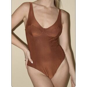We Are HAH Eyes‎ On Top Bodysuit Milk Chocolate Size Small NWT Free People